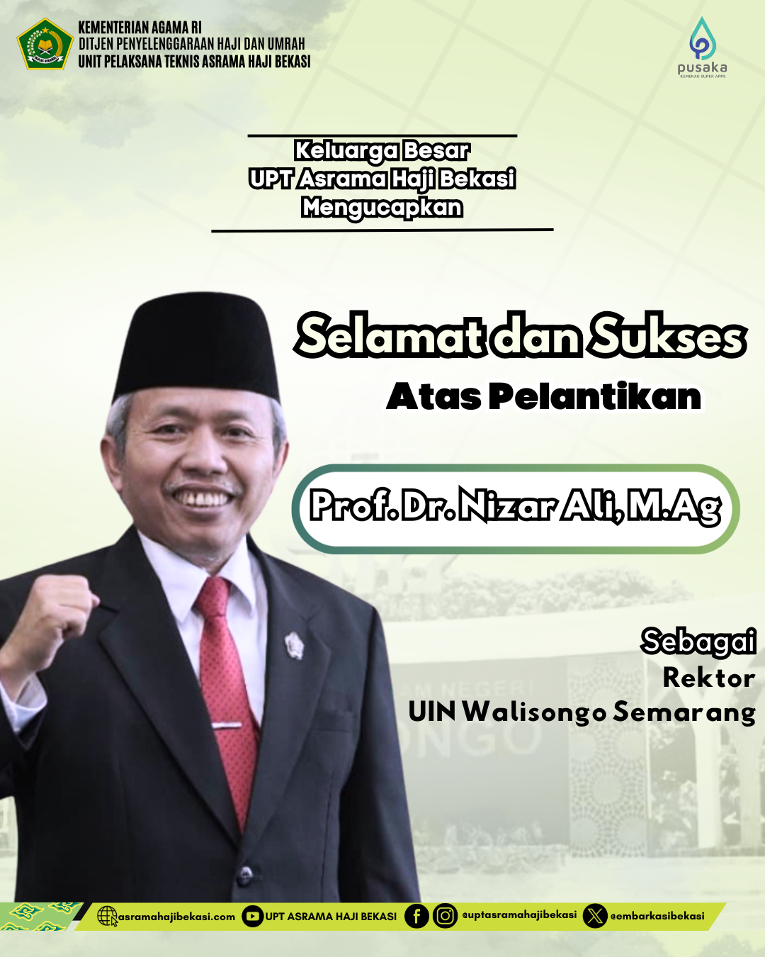 Selamat dan Sukses Atas Pelantikan  Rektor UIN Walisongo Semarang